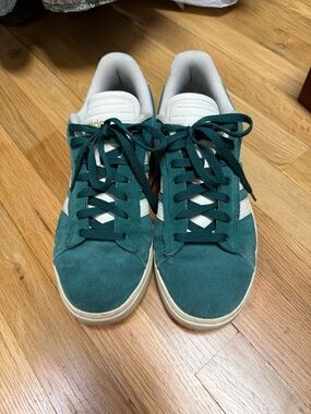 adidas green Suede Sneakers with White Stripes